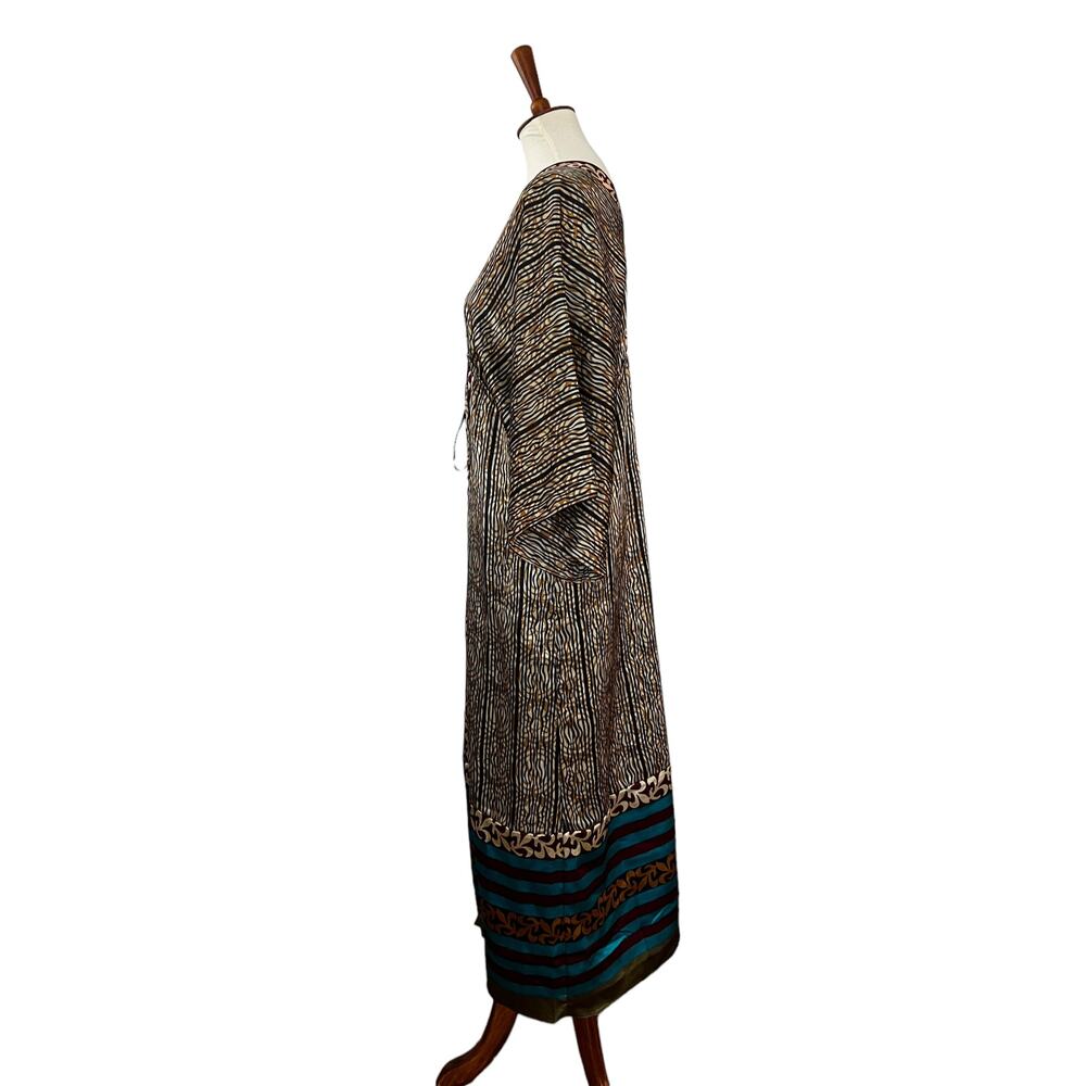 Soft Surroundings Womens Kimono Dress Maxi Multi Print Beaded String XS - Picture 4 of 7